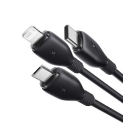 Baseus Ultra-Fast One-for-Three Fast Charging Cable USB-A to M+L+C 3.5A 1.3m Cosmic Black - Image 2