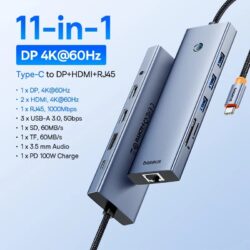 Baseus Ultra Joy Series 11‑Port HUB Docking Station – Space Grey - Image 2