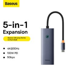 Baseus USB Hub 5-in-1 Hub Ultra Joy Series USB-C to HDMI4K@30Hz+3xUSB 3.0+1xPD (grey)-B00052801811-00 - Image 6