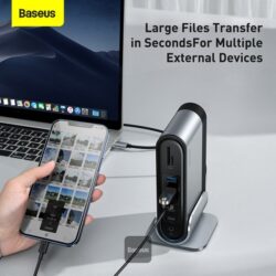 Baseus UnionJoy 14-Port Three-Screen Multifunctional Type-C HUB Adapter B00532303812-00 - Image 4