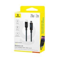 Baseus Lit Button-Control Fast Charging Data Cable USB-C to iP 20W 2m - Image 10