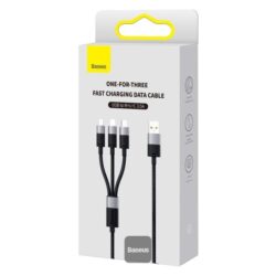 Baseus StarSpeed 1-for-3 Fast Charging Data Cable USB to M+L+C 3.5A 1.2m Black - Image 7