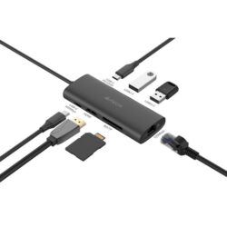 A4Tech DST-80C 8-IN-1 Docking Station Ash Grey (HDMI*1+USB2.0*1+USB3.0*1+SD*1+TF*1+USB-C*1+LAN*1+USB-C PD100W) - Image 2