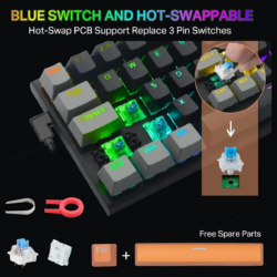 E-YOOSO Z-11 Black Gray Orange (Blue switch) RGB Gaming Keyboard