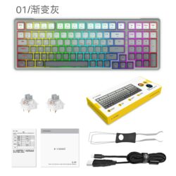 E-YOOSO Z-99 Tri-Mode RGB 99-Keys Mechanical Keyboard Gradient Gray (Silver wood switch) RGB