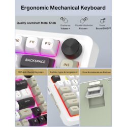 E-YOOSO Z-82 RGB 82-Keys Compact Tri-Mode White Gray Black (Silver wood switch) RGB  Mechanical Keyboard