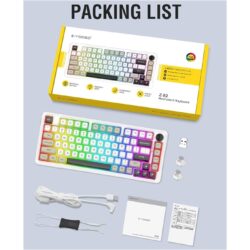 E-YOOSO Z-82 RGB 82-Keys Compact Tri-Mode White Gray Black (Silver wood switch) RGB  Mechanical Keyboard