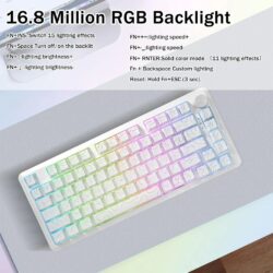 E-YOOSO Z-82 RGB 82-Keys Tri-Mode Mechanical Keyboard White (Silverwood Switch)