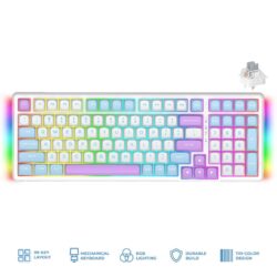 E-YOOSO Z-99 RGB 99-Keys Tri-Mode Mechanical Keyboard White Blue Purple (Silverwood Switch)
