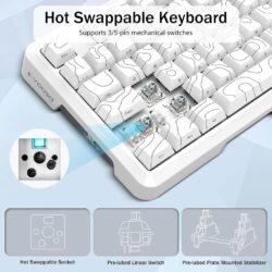 E-YOOSO Z-82 RGB 82-Keys Tri-Mode Mechanical Keyboard White (Silverwood Switch)