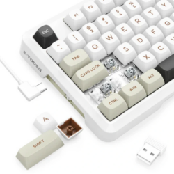E-YOOSO Z-82 RGB 82-Keys Compact Tri-Mode White Gray Black (Silver wood switch) RGB  Mechanical Keyboard