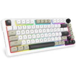 E-YOOSO Z-82 RGB 82-Keys Compact Tri-Mode White Gray Black (Silver wood switch) RGB  Mechanical Keyboard