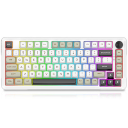 E-YOOSO Z-82 RGB 82-Keys Compact Tri-Mode White Gray Black (Silver wood switch) RGB  Mechanical Keyboard