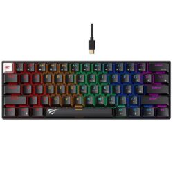 Havit Gamenote KB903L 60% Mechanical Gaming Keyboard – 61 Keys, Red Switch, Blended RGB Backlit, Anti-Ghosting, Wired