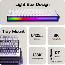 AULA HERO 68 HE 65% Wired Hot-Swappable Gaming Keyboard with Hall Effect Black Meteor Magnetic Switch White