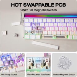 AULA HERO 68 HE 65% Wired Hot-Swappable Gaming Keyboard with Hall Effect Black Meteor Magnetic Switch White