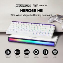 AULA HERO 68 HE 65% Wired Hot-Swappable Gaming Keyboard with Hall Effect Black Meteor Magnetic Switch White