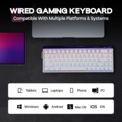 AULA HERO 68 HE 65% Wired Hot-Swappable Gaming Keyboard with Hall Effect Black Meteor Magnetic Switch White