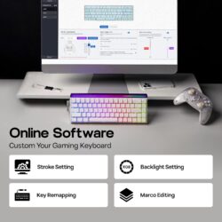 AULA HERO 68 HE 65% Wired Hot-Swappable Gaming Keyboard with Hall Effect Black Meteor Magnetic Switch White