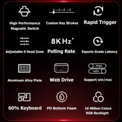 Madlions MAD60 HE 60% Hall Effect Wired RGB Gaming Keyboard – White