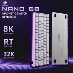 Madlions NANO 68 Hall Effect Esports Wired Gaming Keyboard – White (Silver Esports Switch)