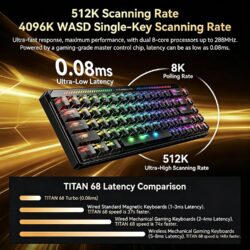 Madlions TITAN 68 TURBO ELITE Hall Effect Pro-Tier Gaming Keyboard – Wired Ink Jade Switch, Carbon Fiber Plate – Black