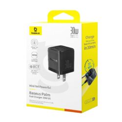 Baseus OS- Palm Fast Charger C+U 30W US Cluster Black (with Baseus Cable USB-C to USB-C 60W ( P1011160B113-01) - Image 3