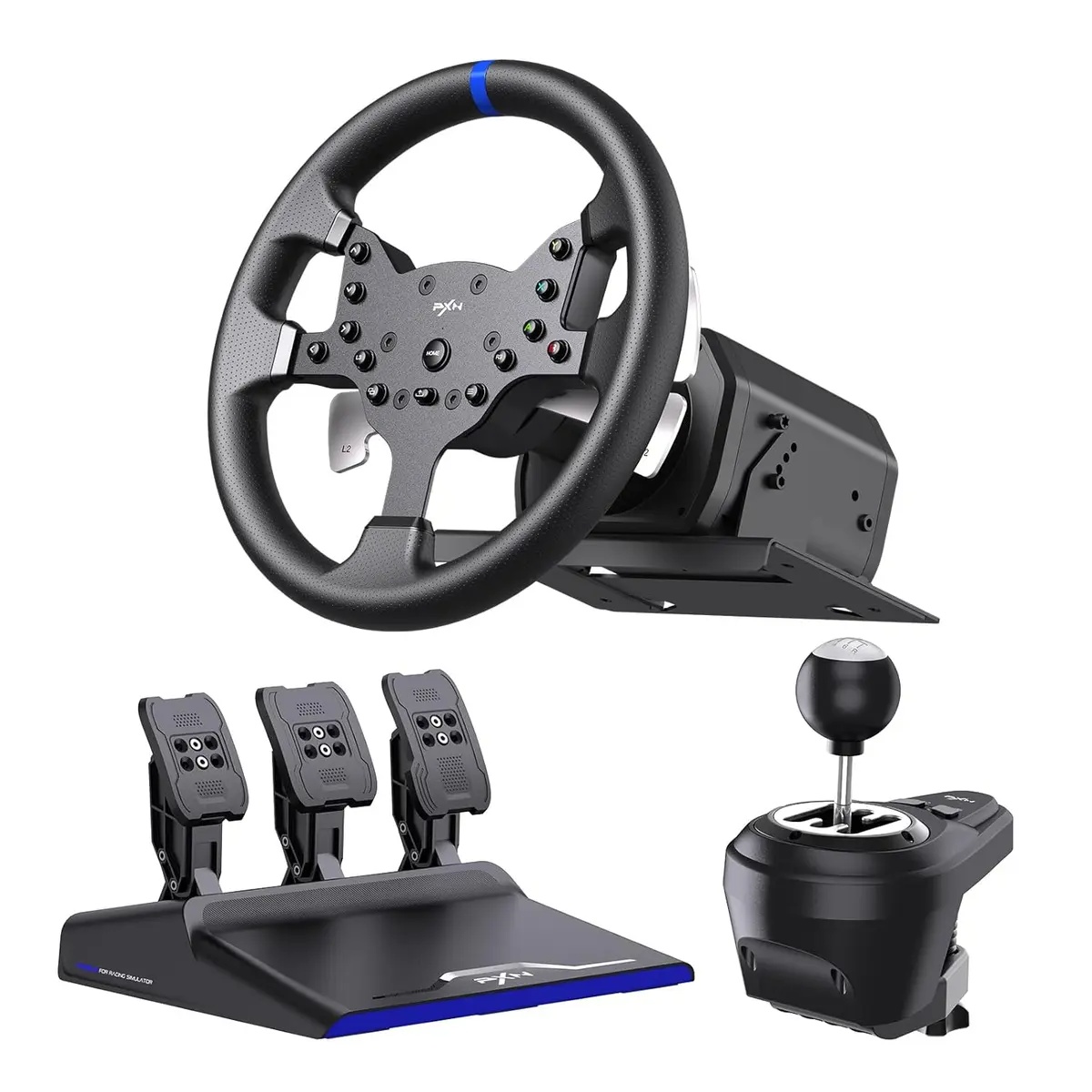 PXN-V99 main img PXN V99 Racing Steering Wheel WITH PEDALS / SHIFTER - Image 1