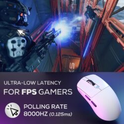 Royal Kludge M3 Tri-Mode Wireless Gaming Mouse – PixArt PAW3950, 30000 DPI, 8000Hz, 47g Ultra-Lightweight, BT / 2.4G / USB-C, Programmable (Panda)