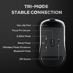 Royal Kludge M3 Tri-Mode Wireless Gaming Mouse – PixArt PAW3950, 30000 DPI, 8000Hz, 47g Ultra-Lightweight, BT / 2.4G / USB-C, Programmable (Panda)