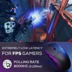 Royal Kludge M3 Tri-Mode Wireless Gaming Mouse – PixArt PAW3950, 30000 DPI, 8000Hz, 47g Ultra-Lightweight, BT / 2.4G / USB-C, Programmable (Dark Night)
