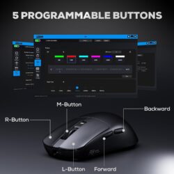 Royal Kludge M3 Tri-Mode Wireless Gaming Mouse – PixArt PAW3950, 30000 DPI, 8000Hz, 47g Ultra-Lightweight, BT / 2.4G / USB-C, Programmable (Dark Night)