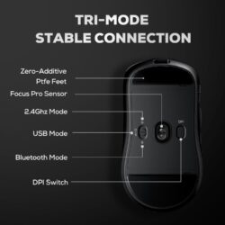 Royal Kludge M3 Tri-Mode Wireless Gaming Mouse – PixArt PAW3950, 30000 DPI, 8000Hz, 47g Ultra-Lightweight, BT / 2.4G / USB-C, Programmable (Dark Night)