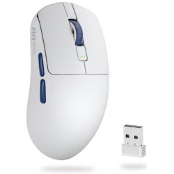 Royal Kludge M30 Tri-Mode Wireless Gaming Mouse – PixArt PAW3311, 12000 DPI, 1000Hz, ~43g Ultra-Lightweight, BT 5.1 / 2.4G / USB-C, Programmable (White Blue)