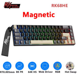 Royal Kludge RK68 HE 65% Hall Effect Magnetic Gaming Keyboard – Wired RGB, Mint Magnetic Switch, Hot-Swappable, 8000Hz Rapid Trigger (Phantom)