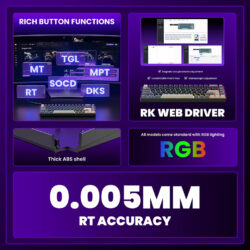 Royal Kludge RK68 HE 65% Hall Effect Magnetic Gaming Keyboard – Wired RGB, Mint Magnetic Switch, Hot-Swappable, 8000Hz Rapid Trigger (Phantom)