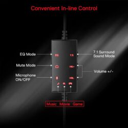 Redragon H376 AURORA USB Wired Gaming Headset (Black) - Image 5