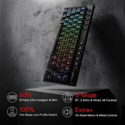 Redragon K632 Horus Pro 60% RGB 3-Mode Wireless Keyboard - Image 4