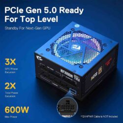 Redragon PS007 850W RGB 80+ Gold Certified Full Module Power Supply - Image 6