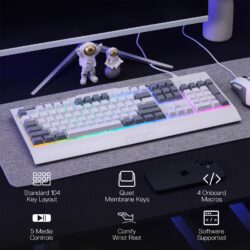 Redragon S151 White Membrane Gaming Keyboard & Mouse Wired Combo - Image 4