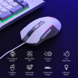 Redragon S151 White Membrane Gaming Keyboard & Mouse Wired Combo - Image 8