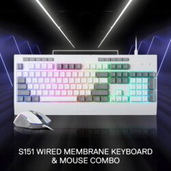 Redragon S151 White Membrane Gaming Keyboard & Mouse Wired Combo - Image 2