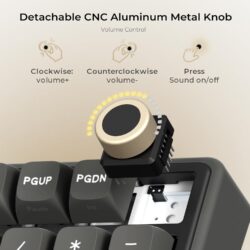 Royal Kludge R98 Pro 96% Wired Mechanical Gaming Keyboard – RGB, Hot-Swappable Cream Linear Switch, Gasket Mount, MDA PBT Keycaps, Numpad & Knob (Phantom)