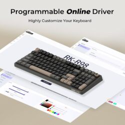 Royal Kludge R98 Pro 96% Wired Mechanical Gaming Keyboard – RGB, Hot-Swappable Cream Linear Switch, Gasket Mount, MDA PBT Keycaps, Numpad & Knob (Phantom)