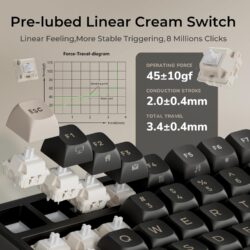 Royal Kludge R98 Pro 96% Wired Mechanical Gaming Keyboard – RGB, Hot-Swappable Cream Linear Switch, Gasket Mount, MDA PBT Keycaps, Numpad & Knob (Phantom)