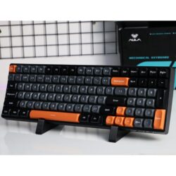 AULA S100 PRO Tri-Mode Mechanical Gaming Keyboard Grey + Black + Orange – Red Switch