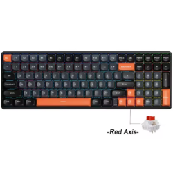 AULA S100 PRO Tri-Mode Mechanical Gaming Keyboard Grey + Black + Orange – Red Switch