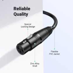UGREEN 20712 AV130 XLR Cable Microphone XLR Male To Female Extension Cable 5m