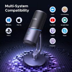 UGREEN 35629 Gaming USB Microphone With RGB Lights for Streaming, Gaming, Podcasting, Recording, Laptop