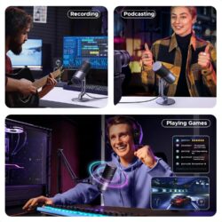UGREEN 35629 Gaming USB Microphone With RGB Lights for Streaming, Gaming, Podcasting, Recording, Laptop